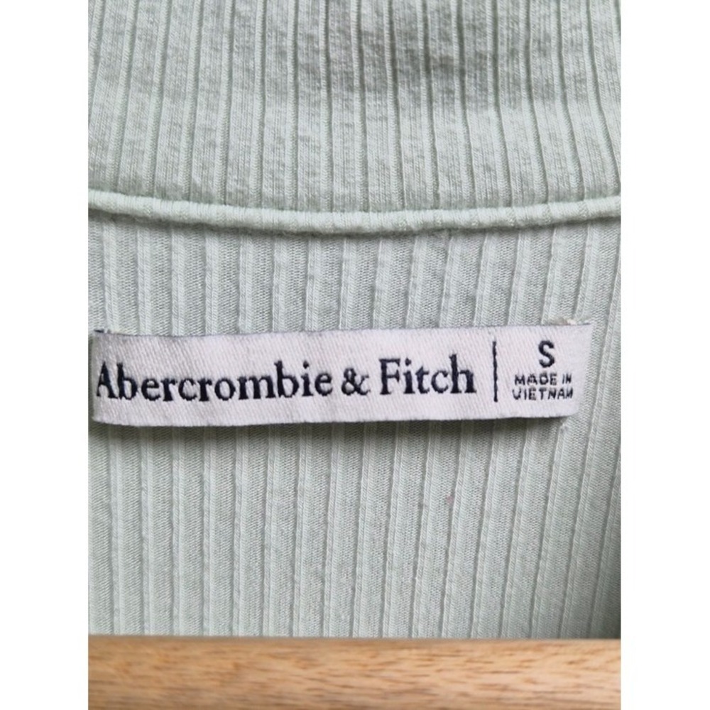 Abercrombie Sage Green Bodycon Ruched Polo Mini Dress S Stretch Button Front Y2k - Picture 8 of 12